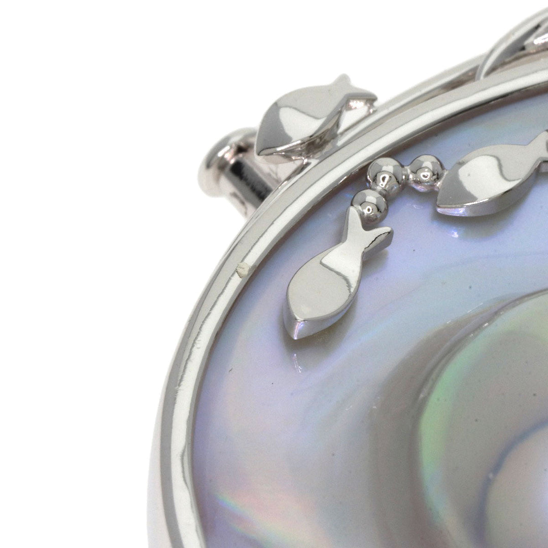 TASAKI Brooch K18WG Silver Mabe Pearl Pearl Sea Motif Color Stone Women Used Authentic