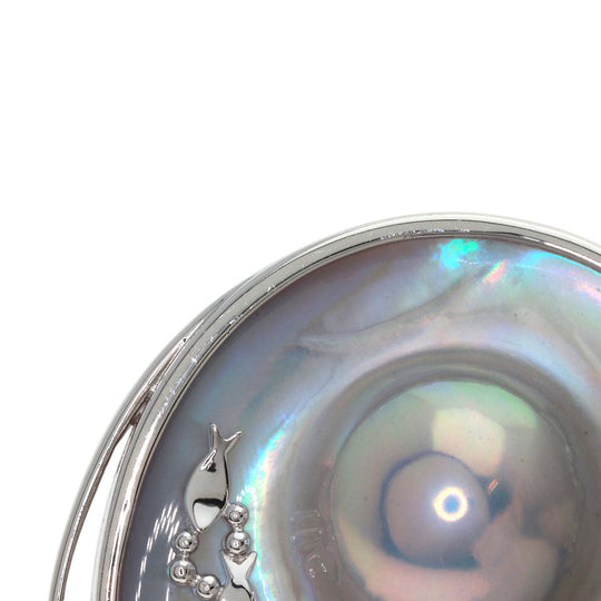 TASAKI Brooch K18WG Silver Mabe Pearl Pearl Sea Motif Color Stone Women Used Authentic