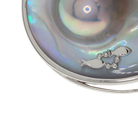 TASAKI Brooch K18WG Silver Mabe Pearl Pearl Sea Motif Color Stone Women Used Authentic