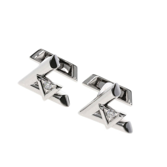 LOUIS VUITTON cuffs K18WG Silver Volt One Diamond mens Used Authentic