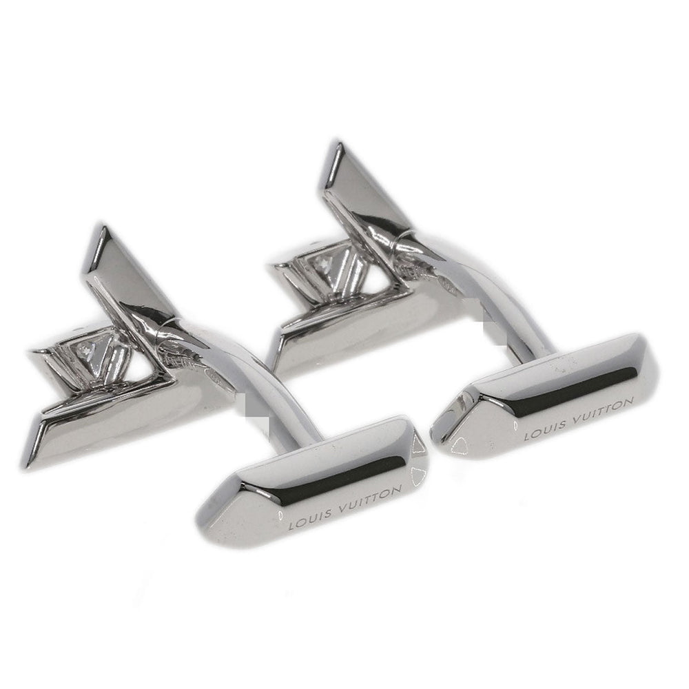 LOUIS VUITTON cuffs K18WG Silver Volt One Diamond mens Used Authentic