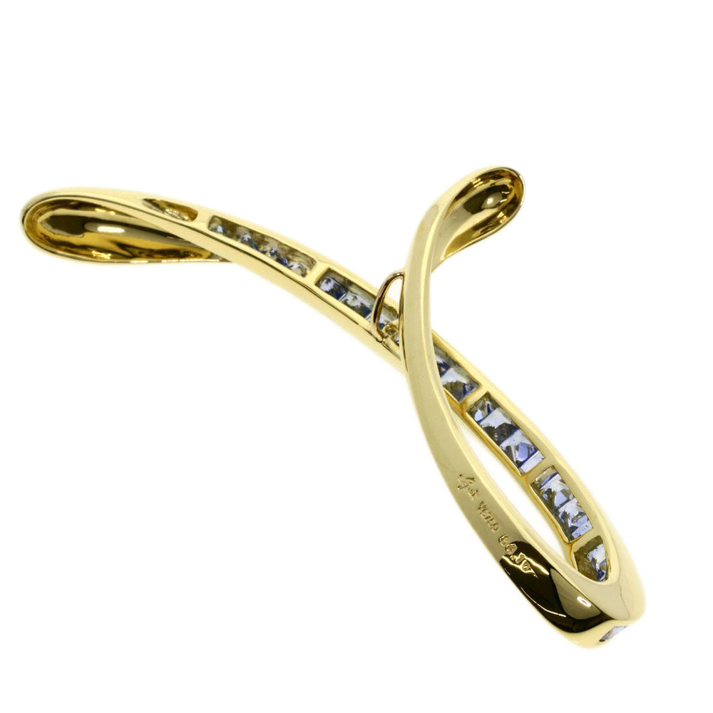JUNE Pendant top 18K Yellow Gold gold sapphire Women Used Authentic