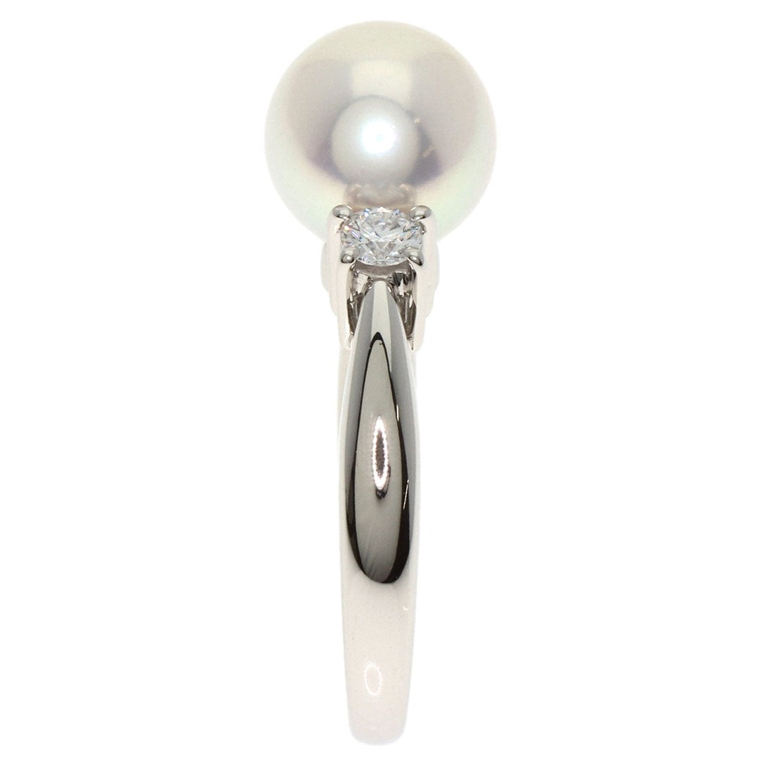 MIKIMOTO Ring PT950 Silver Pearl pearl diamond Women Used Authentic