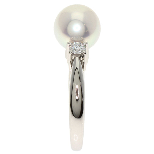 MIKIMOTO Ring PT950 Silver Pearl pearl diamond Women Used Authentic