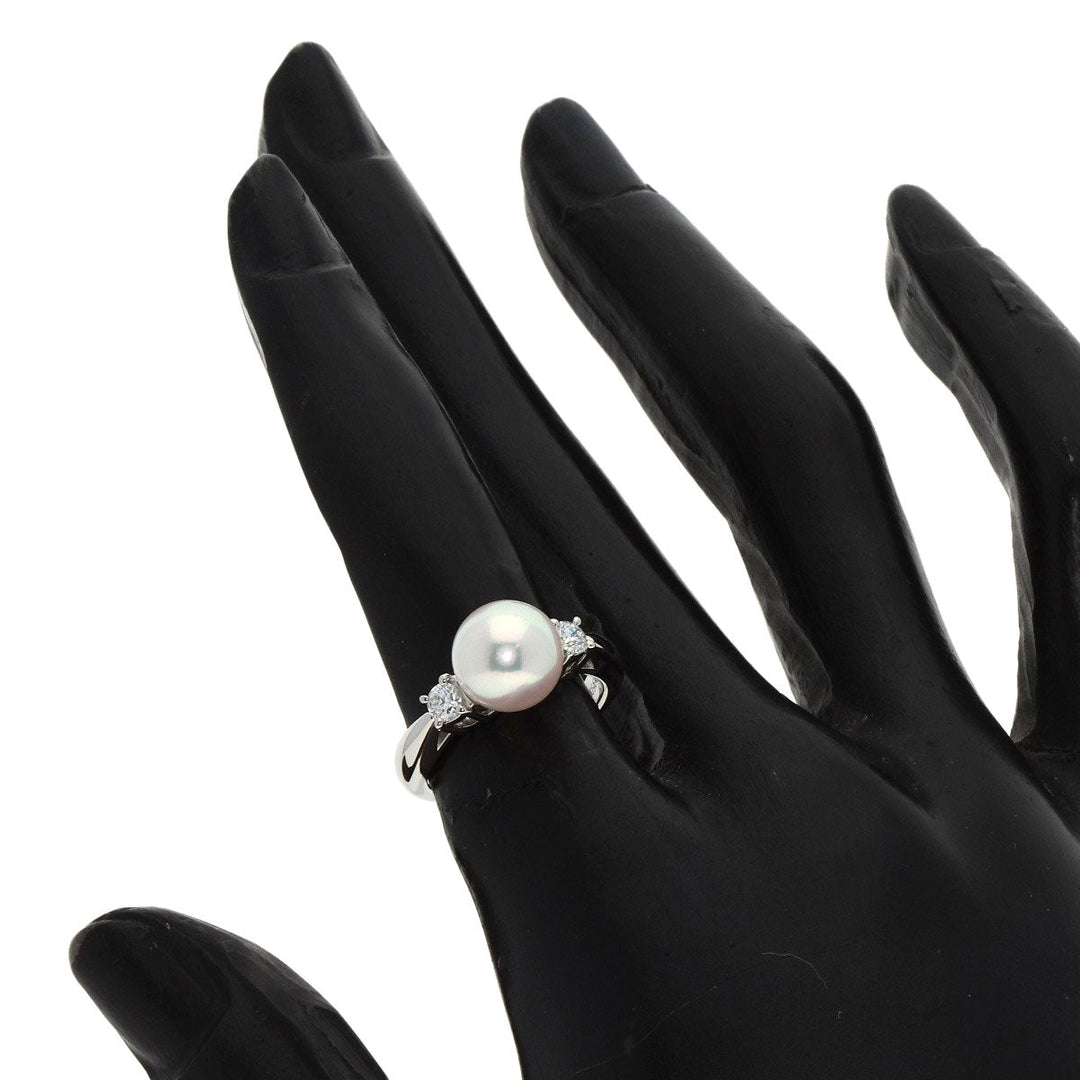 MIKIMOTO Ring PT950 Silver Pearl pearl diamond Women Used Authentic