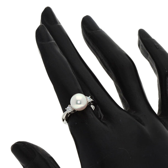 MIKIMOTO Ring PT950 Silver Pearl pearl diamond Women Used Authentic