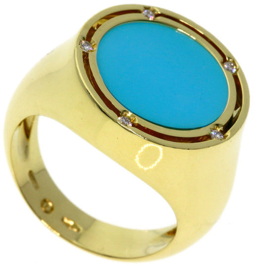 Damiani Ring 18K Yellow Gold gold turquoise diamond Women Used Authentic