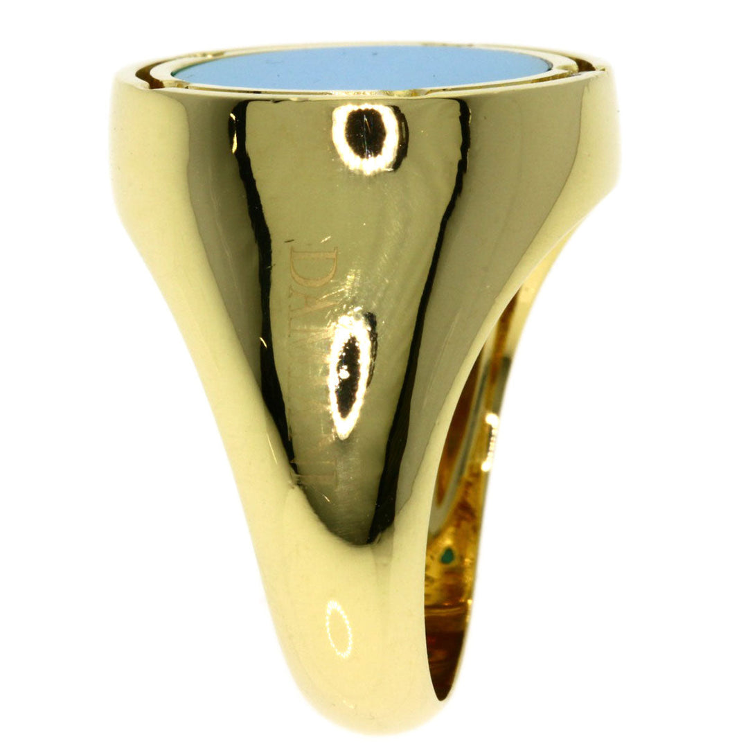 Damiani Ring 18K Yellow Gold gold turquoise diamond Women Used Authentic