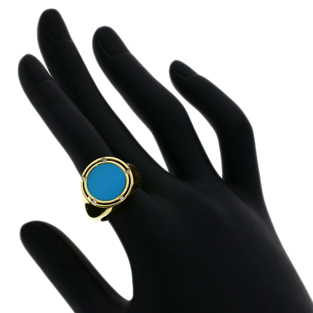 Damiani Ring 18K Yellow Gold gold turquoise diamond Women Used Authentic
