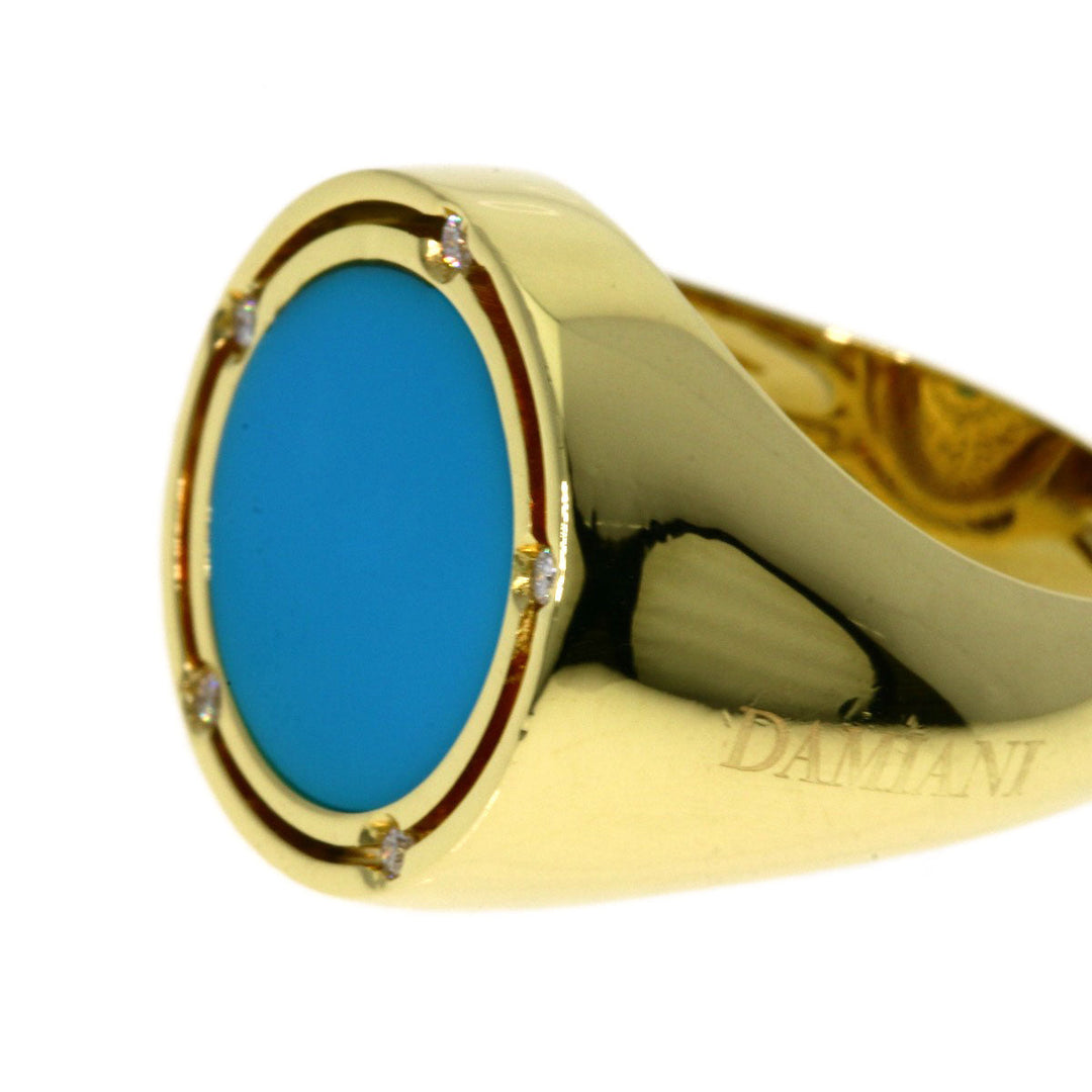 Damiani Ring 18K Yellow Gold gold turquoise diamond Women Used Authentic