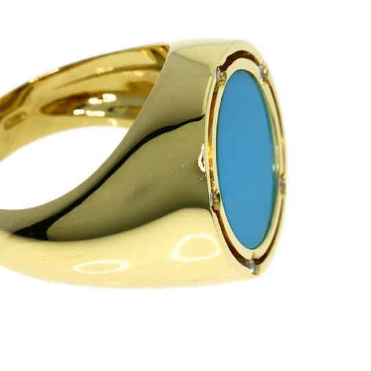 Damiani Ring 18K Yellow Gold gold turquoise diamond Women Used Authentic