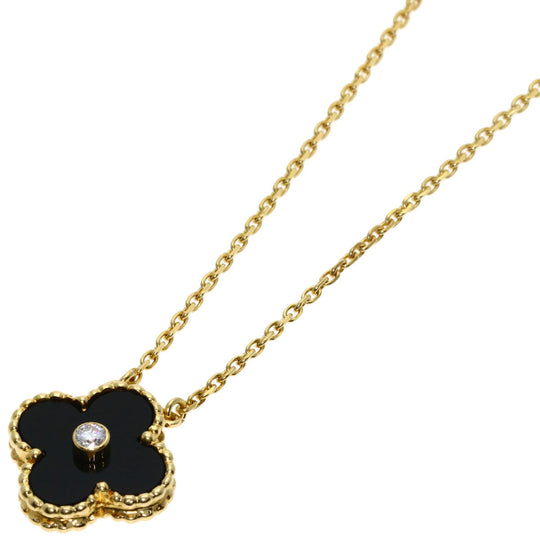 Van Cleef & Arpels Necklace 18K Yellow Gold gold Vintage Alhambra Onyx Diamond