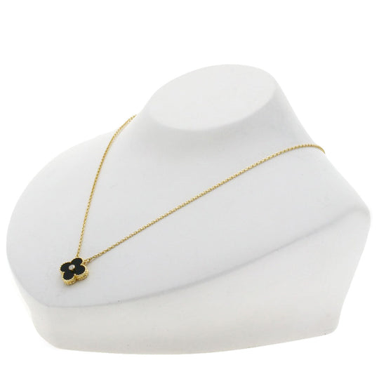 Van Cleef & Arpels Necklace 18K Yellow Gold gold Vintage Alhambra Onyx Diamond