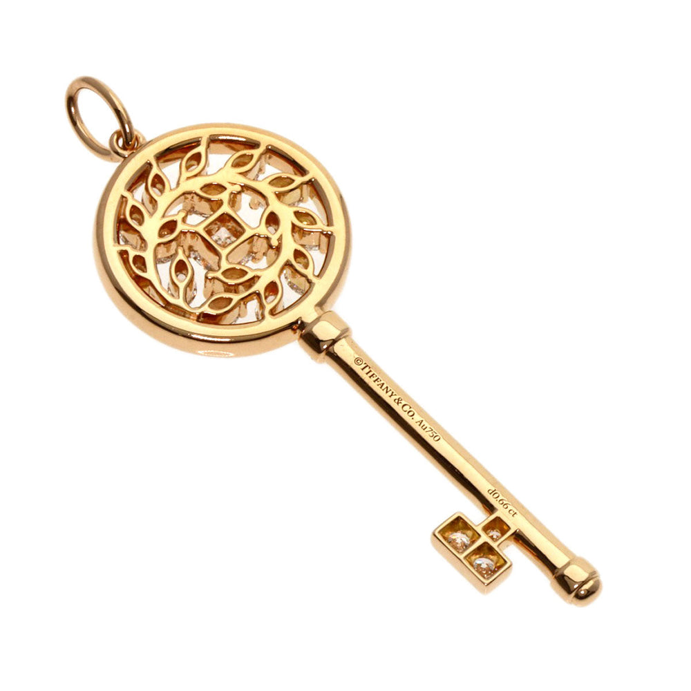 TIFFANY&Co. Pendant top 18K Pink Gold gold Victoria Diamond Vine Circle Key Women Used Authentic