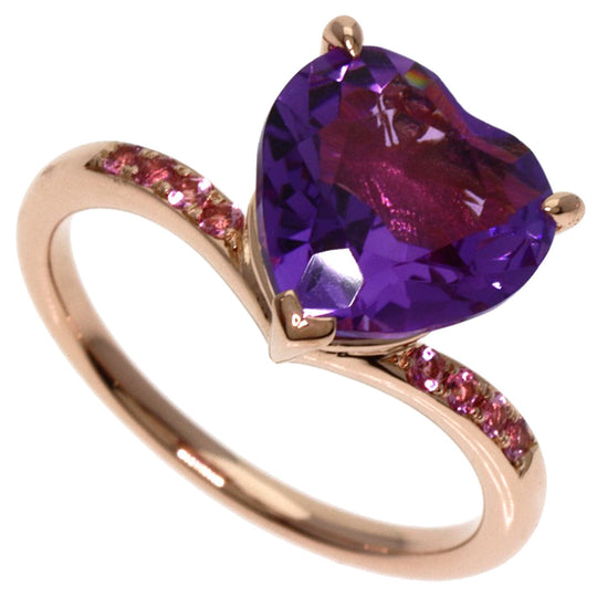 K.UNO Ring 18K Pink Gold gold Heart motif amethyst Women Used Authentic