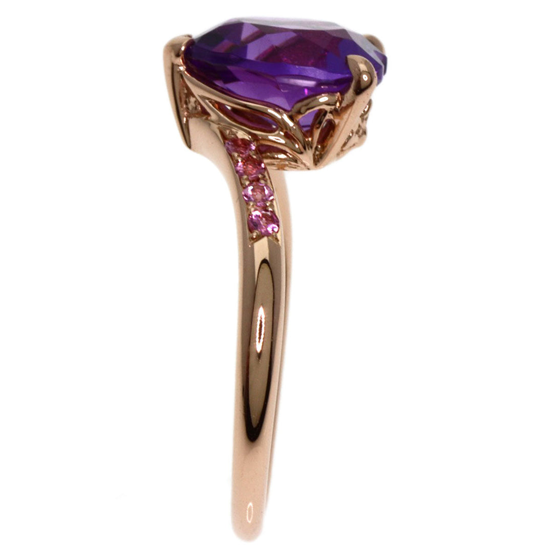 K.UNO Ring 18K Pink Gold gold Heart motif amethyst Women Used Authentic
