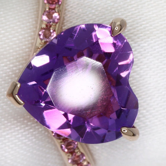 K.UNO Ring 18K Pink Gold gold Heart motif amethyst Women Used Authentic