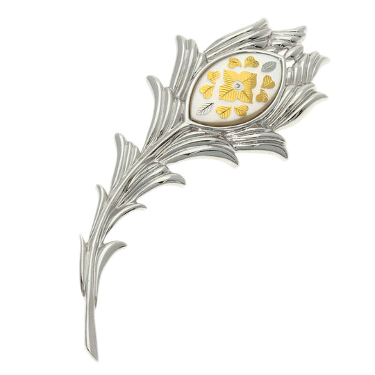 MIKIMOTO Brooch K18WG Silver Pikwe Feather Women Used Authentic