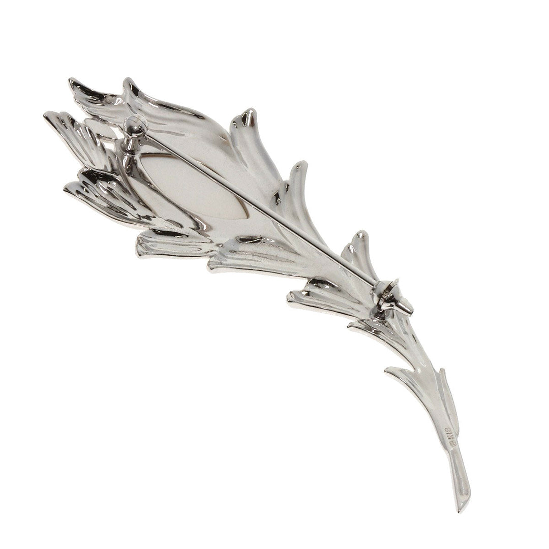 MIKIMOTO Brooch K18WG Silver Pikwe Feather Women Used Authentic
