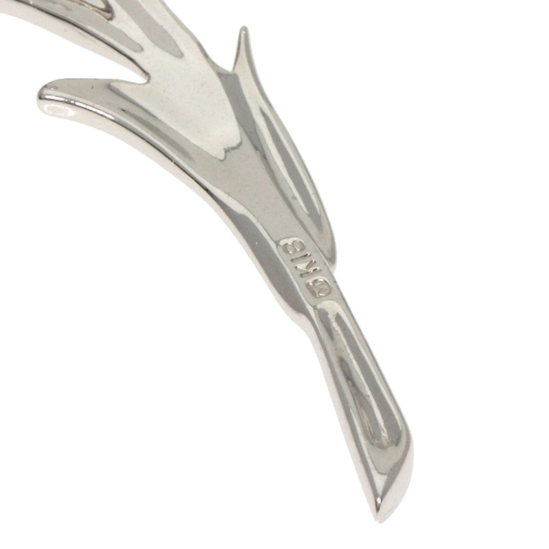 MIKIMOTO Brooch K18WG Silver Pikwe Feather Women Used Authentic