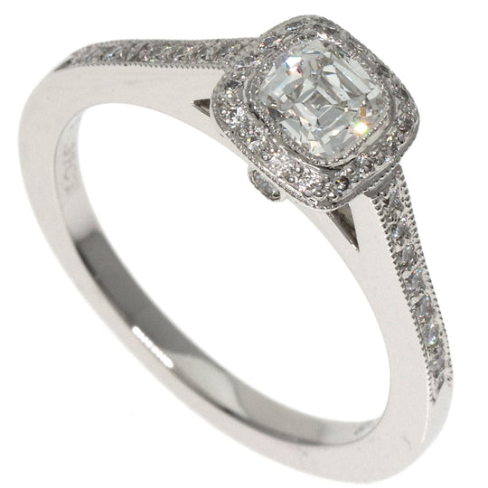 TIFFANY&Co. Ring PT950 Silver Legacy Diamond Women Used Authentic