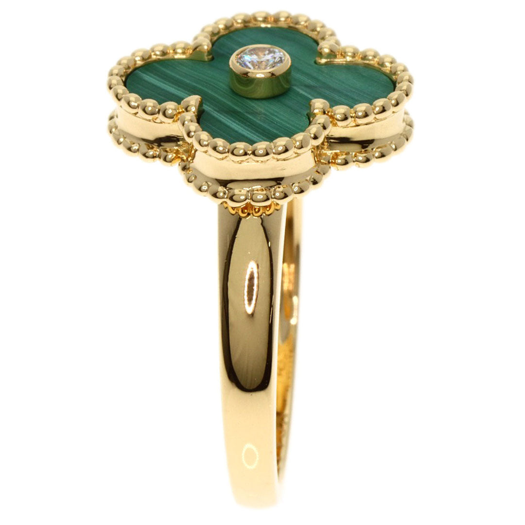 Van Cleef & Arpels Ring 18K Yellow Gold gold Vintage Alhambra Malachite Diamond #51