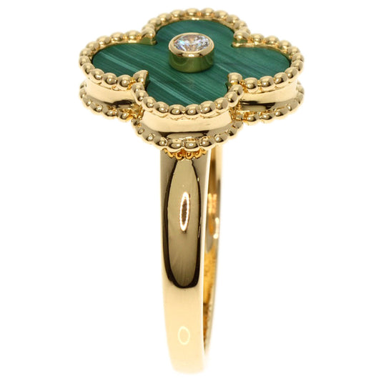 Van Cleef & Arpels Ring 18K Yellow Gold gold Vintage Alhambra Malachite Diamond #51