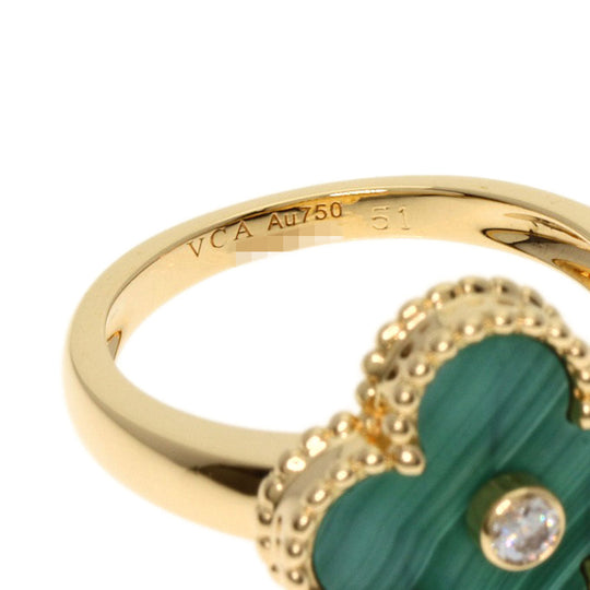 Van Cleef & Arpels Ring 18K Yellow Gold gold Vintage Alhambra Malachite Diamond #51