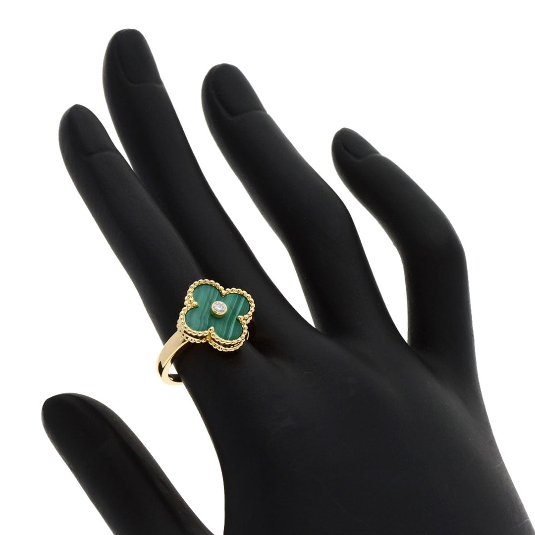 Van Cleef & Arpels Ring 18K Yellow Gold gold Vintage Alhambra Malachite Diamond #51