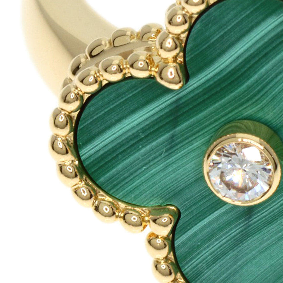 Van Cleef & Arpels Ring 18K Yellow Gold gold Vintage Alhambra Malachite Diamond #51