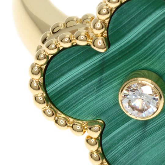 Van Cleef & Arpels Ring 18K Yellow Gold gold Vintage Alhambra Malachite Diamond #51