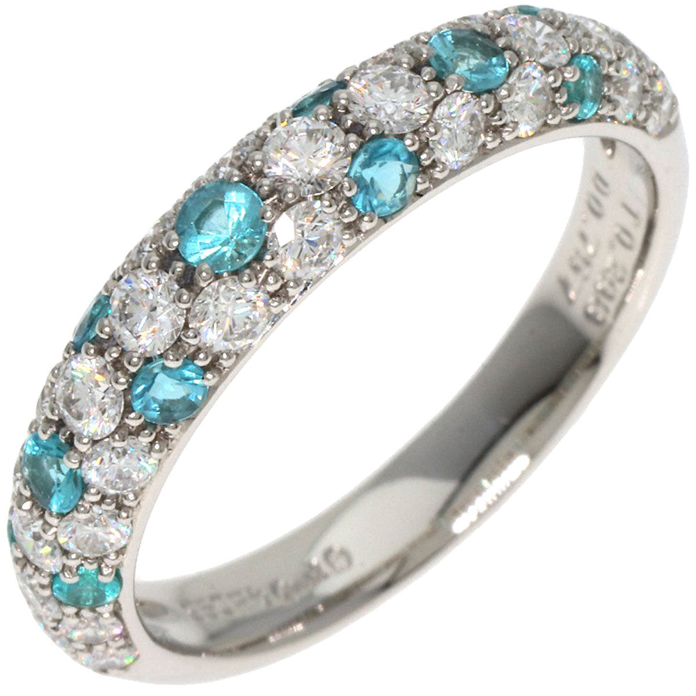Gimel Ring PT950 Silver Paraiba tourmaline Women Used Authentic