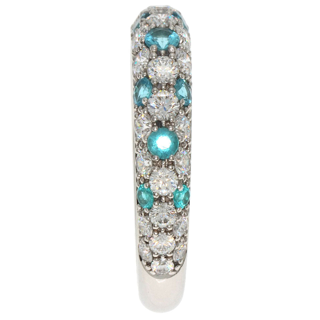 Gimel Ring PT950 Silver Paraiba tourmaline Women Used Authentic