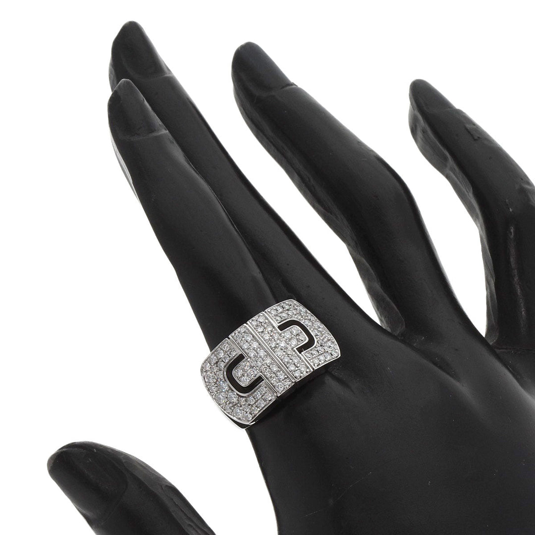 BVLGARI Ring K18WG Silver Parentesi Pavé Diamonds