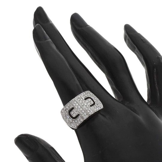 BVLGARI Ring K18WG Silver Parentesi Pavé Diamonds