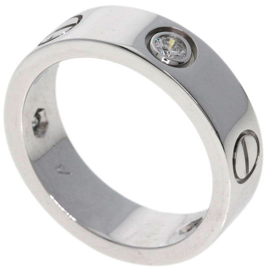 CARTIER Ring K18WG Silver Love Ring Half Diamond #52
