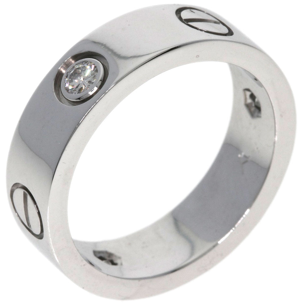 CARTIER Ring K18WG Silver Love Ring Half Diamond #52