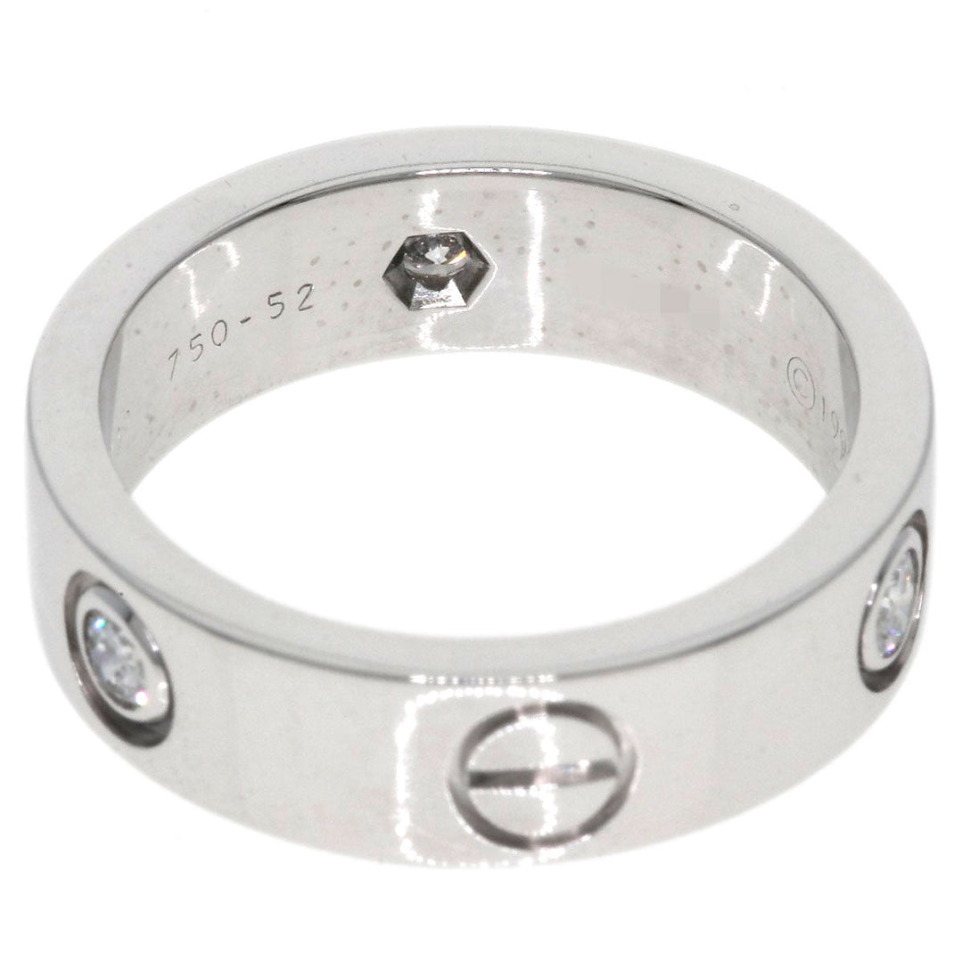 CARTIER Ring K18WG Silver Love Ring Half Diamond #52