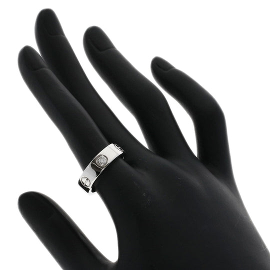 CARTIER Ring K18WG Silver Love Ring Half Diamond #52
