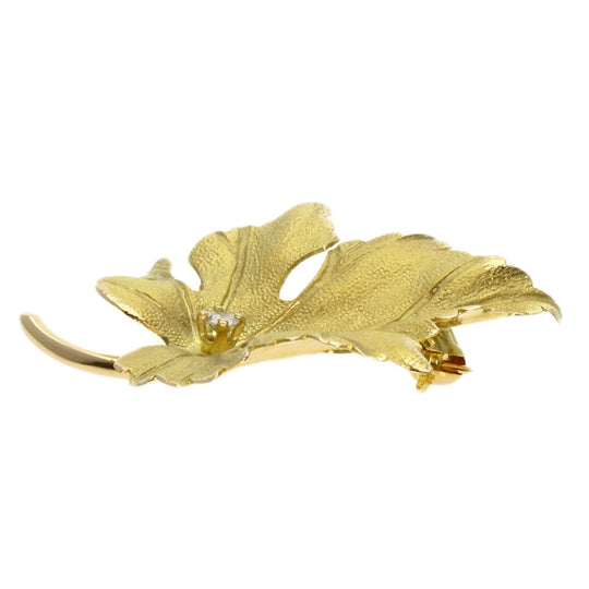 TIFFANY&Co. Brooch K14YG gold Leaf diamond Women Used Authentic