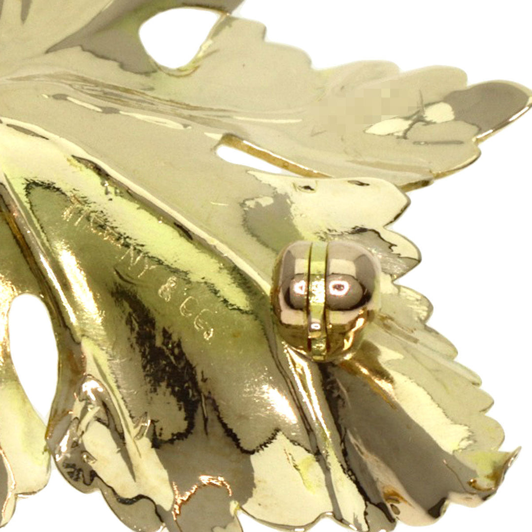 TIFFANY&Co. Brooch K14YG gold Leaf diamond Women Used Authentic