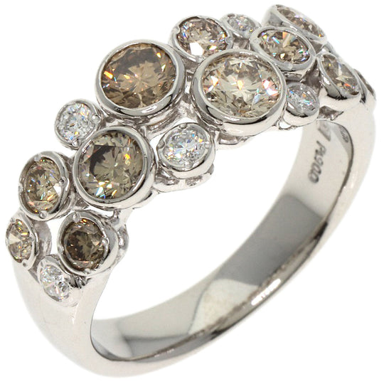 Kashikey Ring PT900 Silver Bezel Ring Brown Diamond