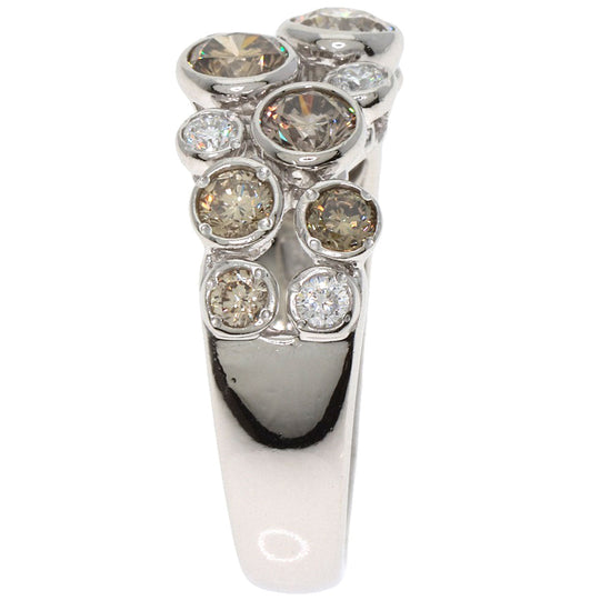 Kashikey Ring PT900 Silver Bezel Ring Brown Diamond