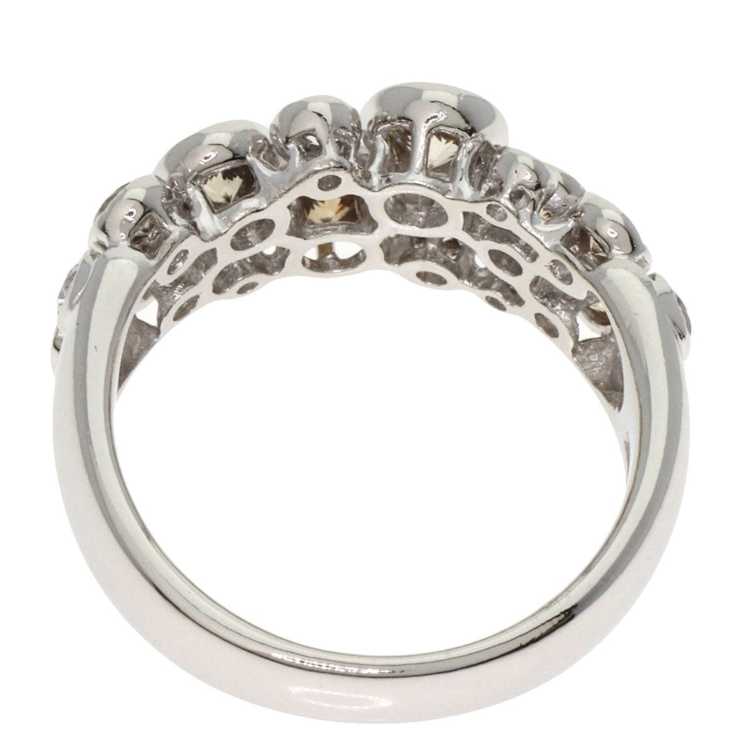 Kashikey Ring PT900 Silver Bezel Ring Brown Diamond