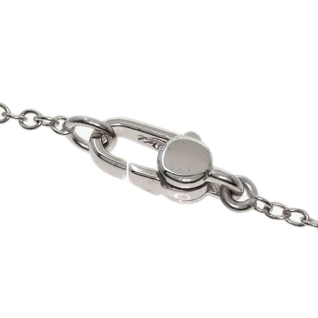 GUCCI Necklace K18WG Silver Icon GG Logo Circle Round Diamond