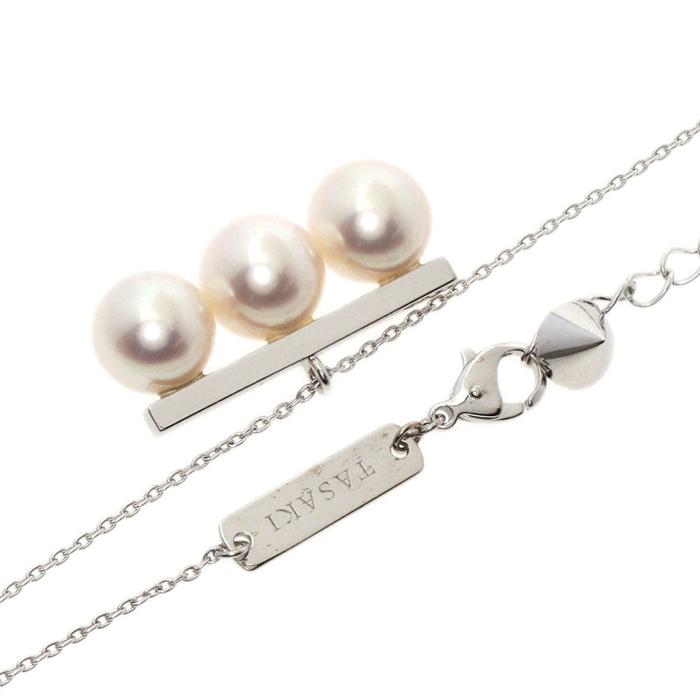 TASAKI Necklace K18WG Silver Balance Neo Akoya Pearl Women Used Authentic