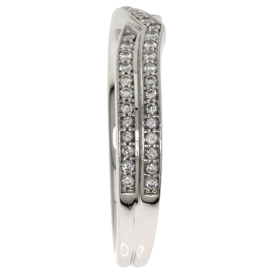 HARRY WINSTON Ring PT950 Silver Trist Two Row Diamond Women Used Authentic