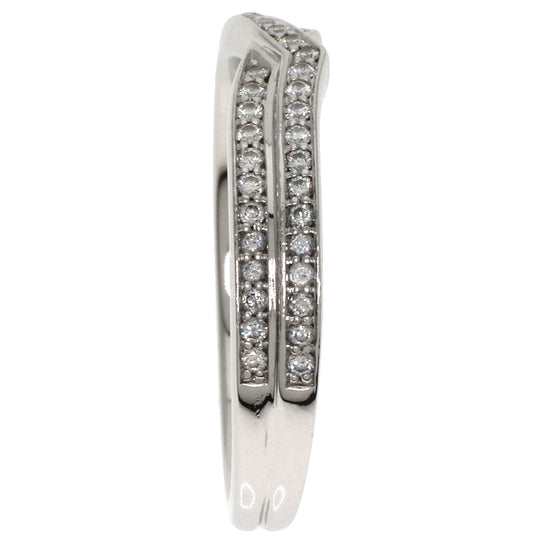 HARRY WINSTON Ring PT950 Silver Trist Two Row Diamond Women Used Authentic