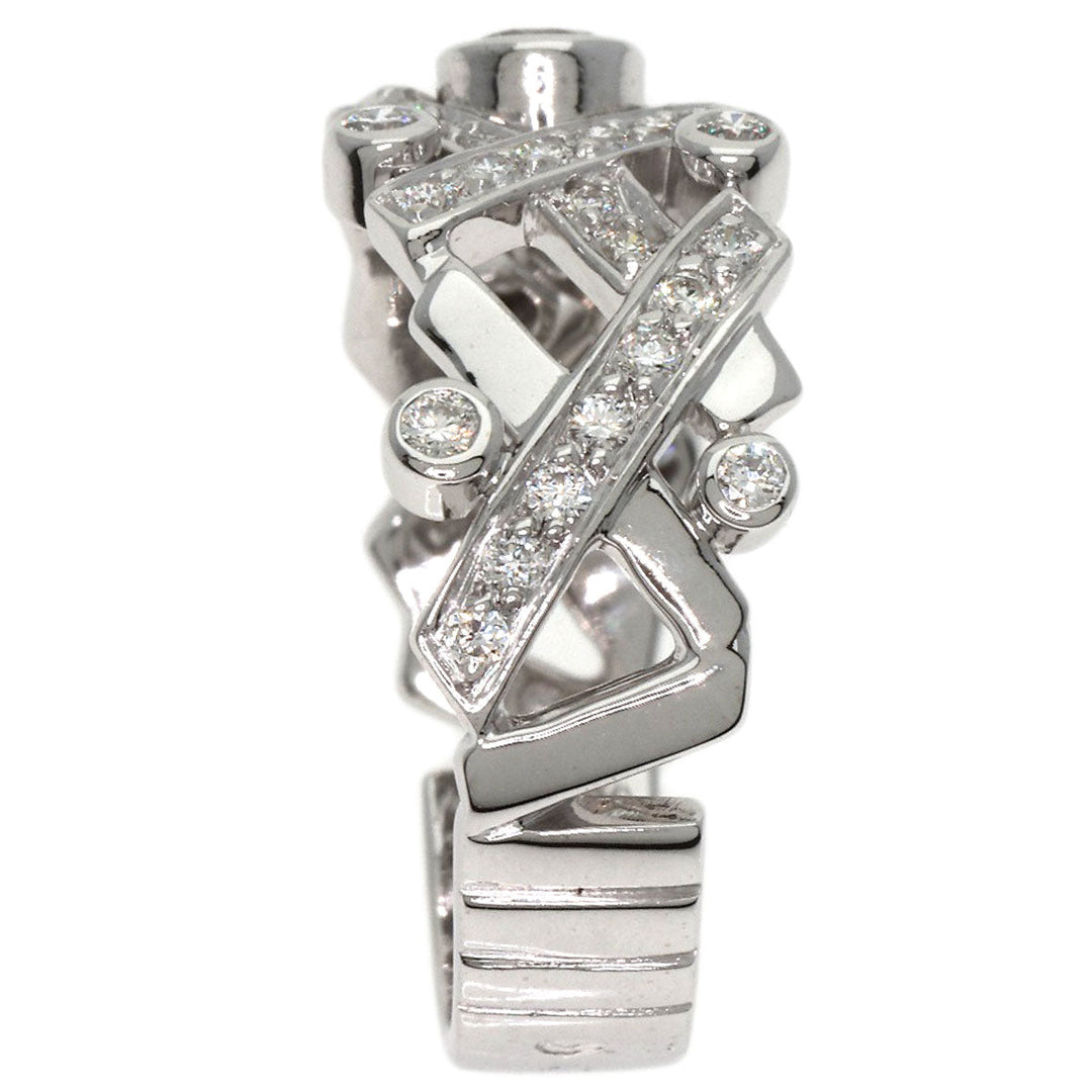 CHANEL Ring K18WG Silver Baroque Diamond Women Used Authentic