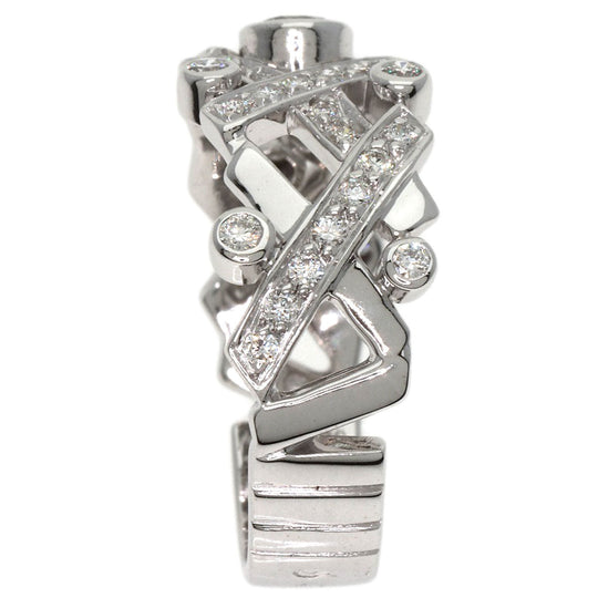 CHANEL Ring K18WG Silver Baroque Diamond Women Used Authentic